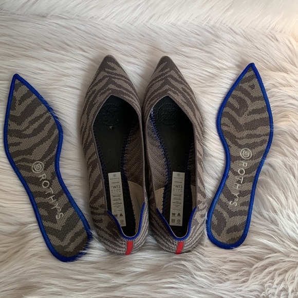 ROTHY'S Zebra Grey Flat Point Shoes | US 7.5 - Picture 9 of 13